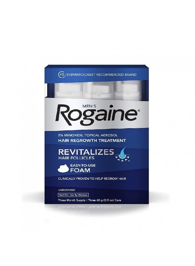 Regaine Rogaine Men's Hair Regrowth Foam with 5% Minoxidil - Image 1