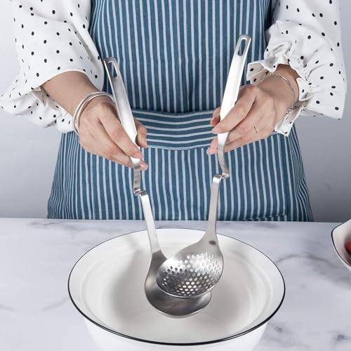 IMEEA Hot Pot Ladle Set Slotted Spoons for Cooking SUS304 Stainless Steel Soup Ladles for Serving, 12-Inch - Image 5