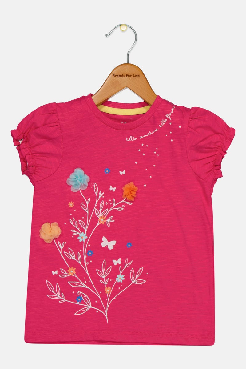 Hamleys Toddlers Girl Graphic Print Short Sleeve Top, Pink - Image 2