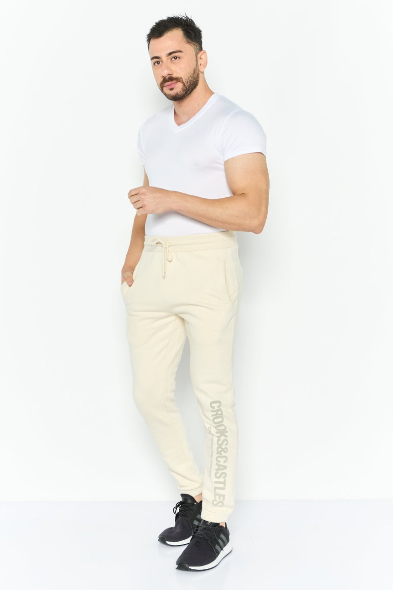 Crooks & Castles Men Regular Fit Plain Jogger Pants, Off White  - Image 2