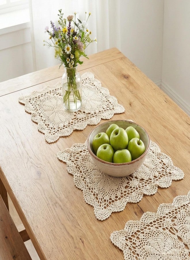 Jowgut 4 Pieces Handmade Crochet Doilies, 17" L x 10.6" W Cotton Lace Doilies for Tables, Vintage Rectangle Lace Placemats for Rustic Table Decor,Kitchen, Dining Room - Image 5