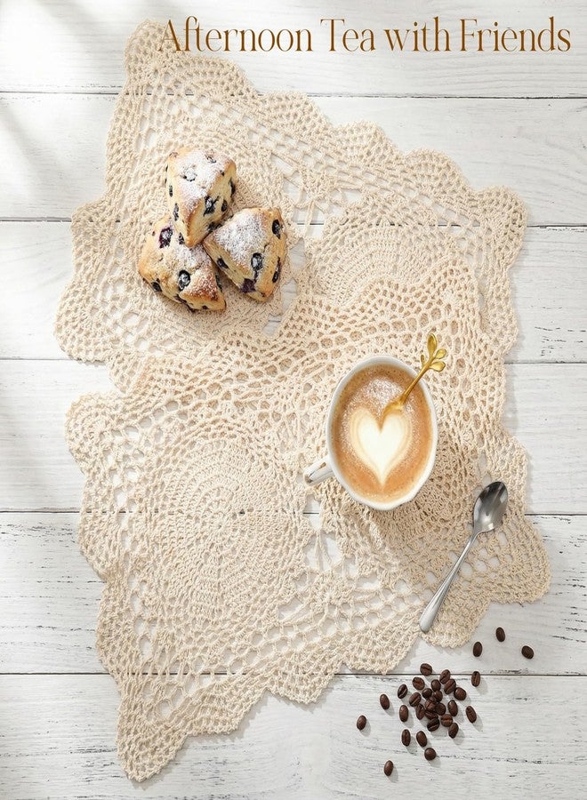 Jowgut 4 Pieces Handmade Crochet Doilies, 17" L x 10.6" W Cotton Lace Doilies for Tables, Vintage Rectangle Lace Placemats for Rustic Table Decor,Kitchen, Dining Room - Image 4