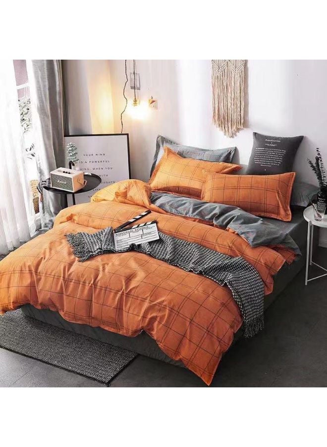 AL RAID Soft and Breathable Microfiber Cotton King Size Bed Sheet Set Includes 1x Fitted Bed Sheet 220x200+30cm 1x Duvet Bed Cover 220x240cm 4x Pillowcase 50x75cm