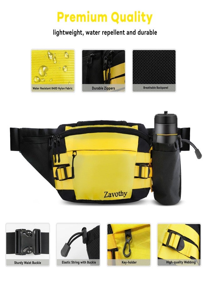 Zavothy Waist Bag for Women & Men, Fashionable Fanny Pack for Hiking, Running & Cycling, with Detachable Water Bottle Holder, Adjustable Waist Pack for Outdoor Activities, Black - Image 5