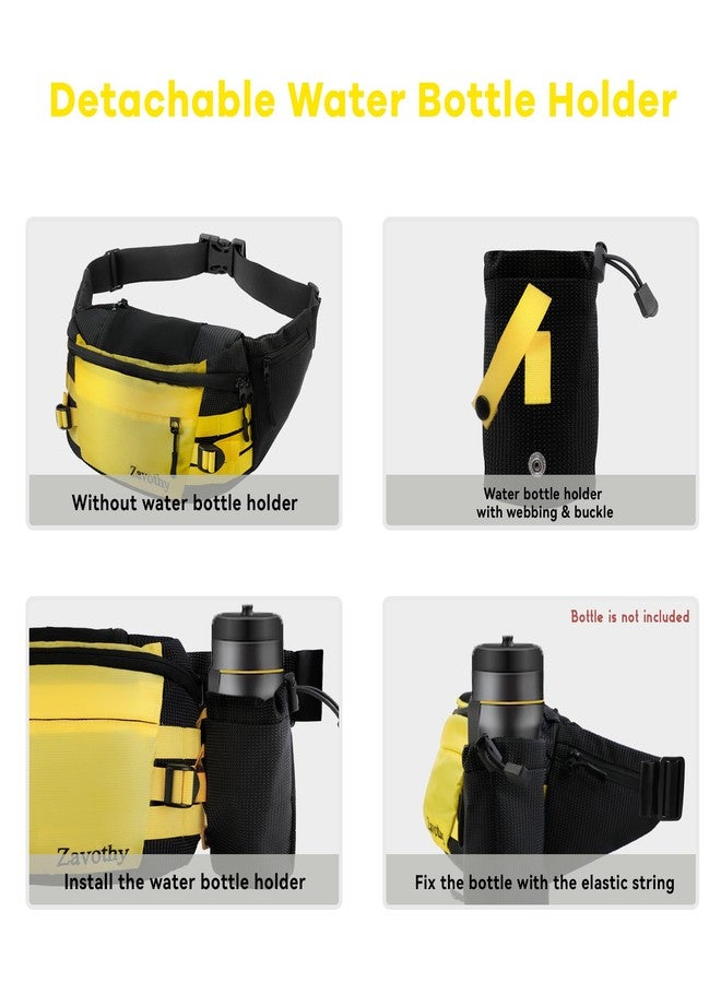Zavothy Waist Bag for Women & Men, Fashionable Fanny Pack for Hiking, Running & Cycling, with Detachable Water Bottle Holder, Adjustable Waist Pack for Outdoor Activities, Black - Image 4