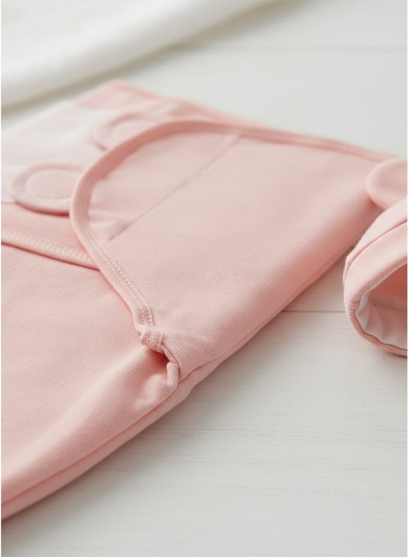 Newborn Baby Swaddle Wrap & Hat Set, Soft Cotton Anti-Kick Sleeping Bag & Receiving Blanket, Hospital Delivery Room Essential – Pink, 2-Piece - Image 3