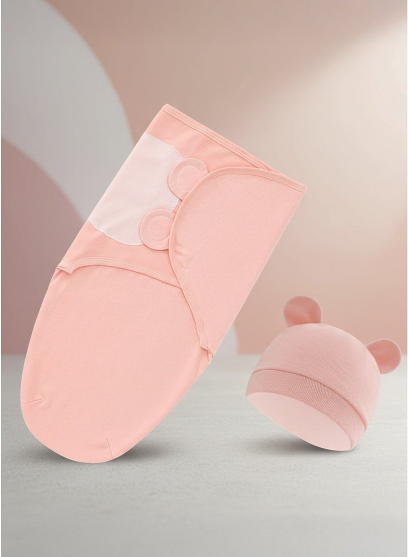 Newborn Baby Swaddle Wrap & Hat Set, Soft Cotton Anti-Kick Sleeping Bag & Receiving Blanket, Hospital Delivery Room Essential – Pink, 2-Piece - Image 5