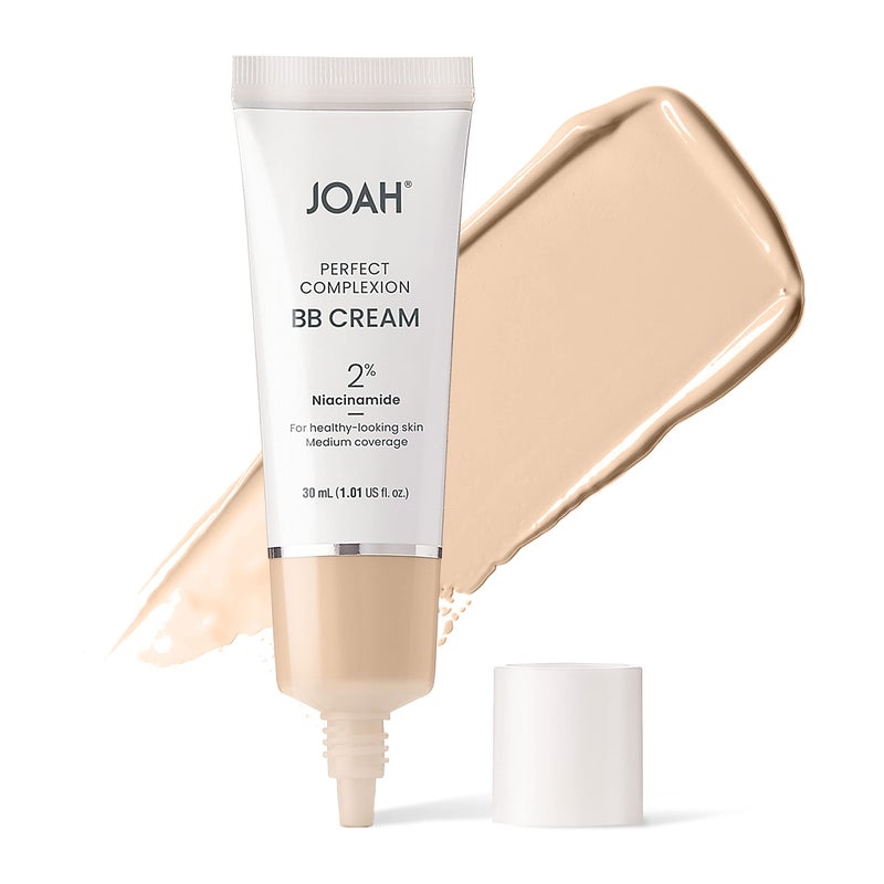 JOAH Beauty Perfecting BB Cream with Hyaluronic Acid and Niaciminade, Korean Makeup with Medium Buildable Coverage, Evens Skin Tone, Lightweight, Semi Matte Finish, Fair with Warm Undertones - Image 1