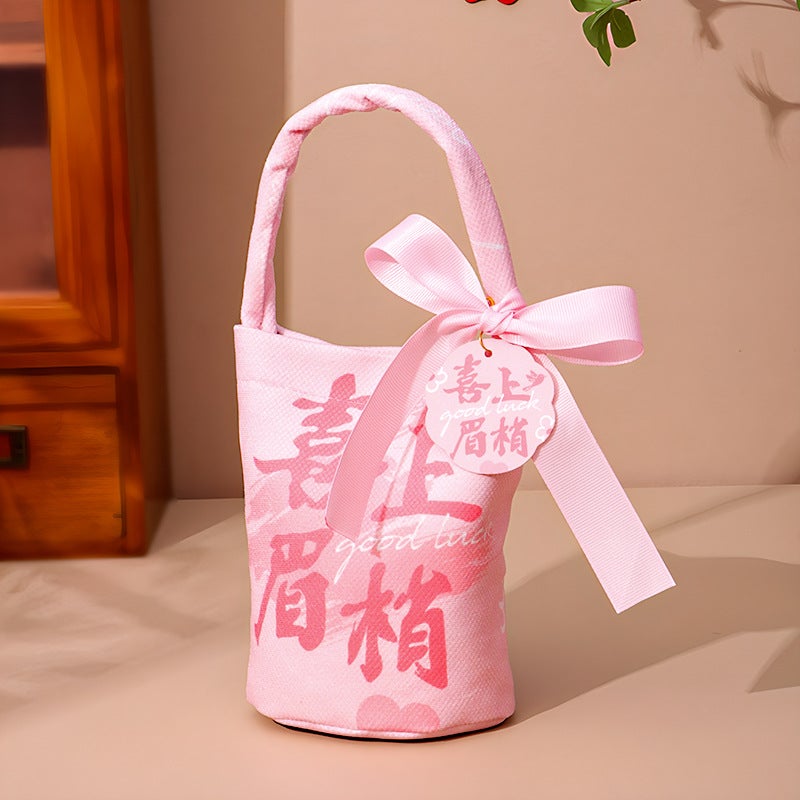 Generic Wedding Special Candy Box Candy Bag Wedding Hand Bag Advanced Sense Folding Free Candy Box Gift Bag Wholesale Happy eyebrows [light powder ribbon pin tag]]