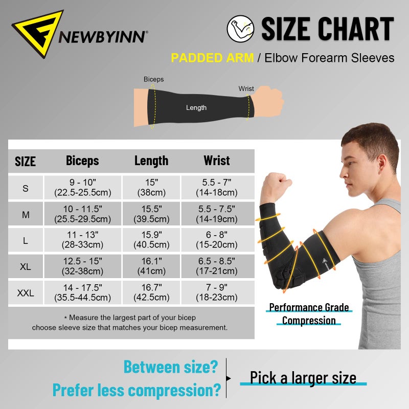 Newbyinn Padded Arm Sleeves 2 Pack, Elbow Forearm Crashproof Pads for Football Basketball Volleyball Soccer - Image 2