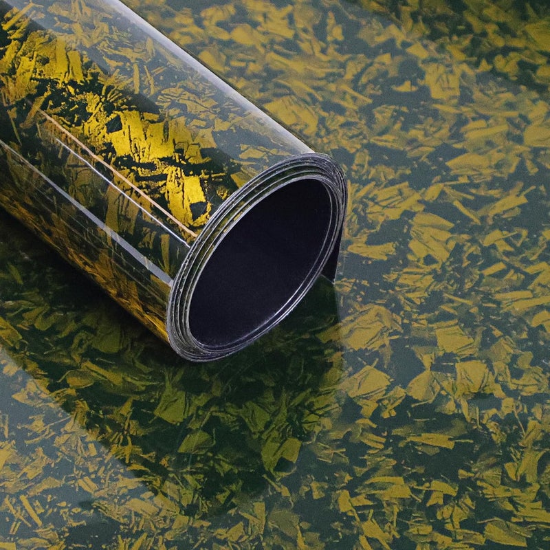 Lypumso Forged Carbon Fiber Vinyl Wrap - Gloss Crushed Stone Car Wrap Film (Gold, 1ft x 5ft) - Image 1
