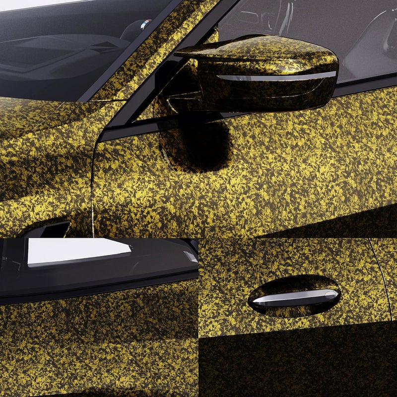 Lypumso Forged Carbon Fiber Vinyl Wrap - Gloss Crushed Stone Car Wrap Film (Gold, 1ft x 5ft) - Image 3