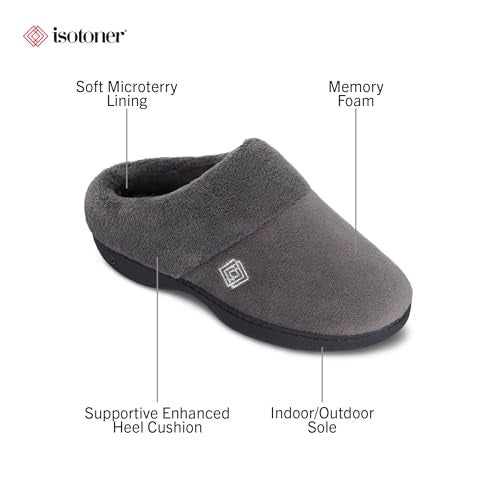 isotoner Women's Classic Clog Slippers with Memory Foam Comfort and Non-Slip Stability, Ash, 7-8 - Image 2