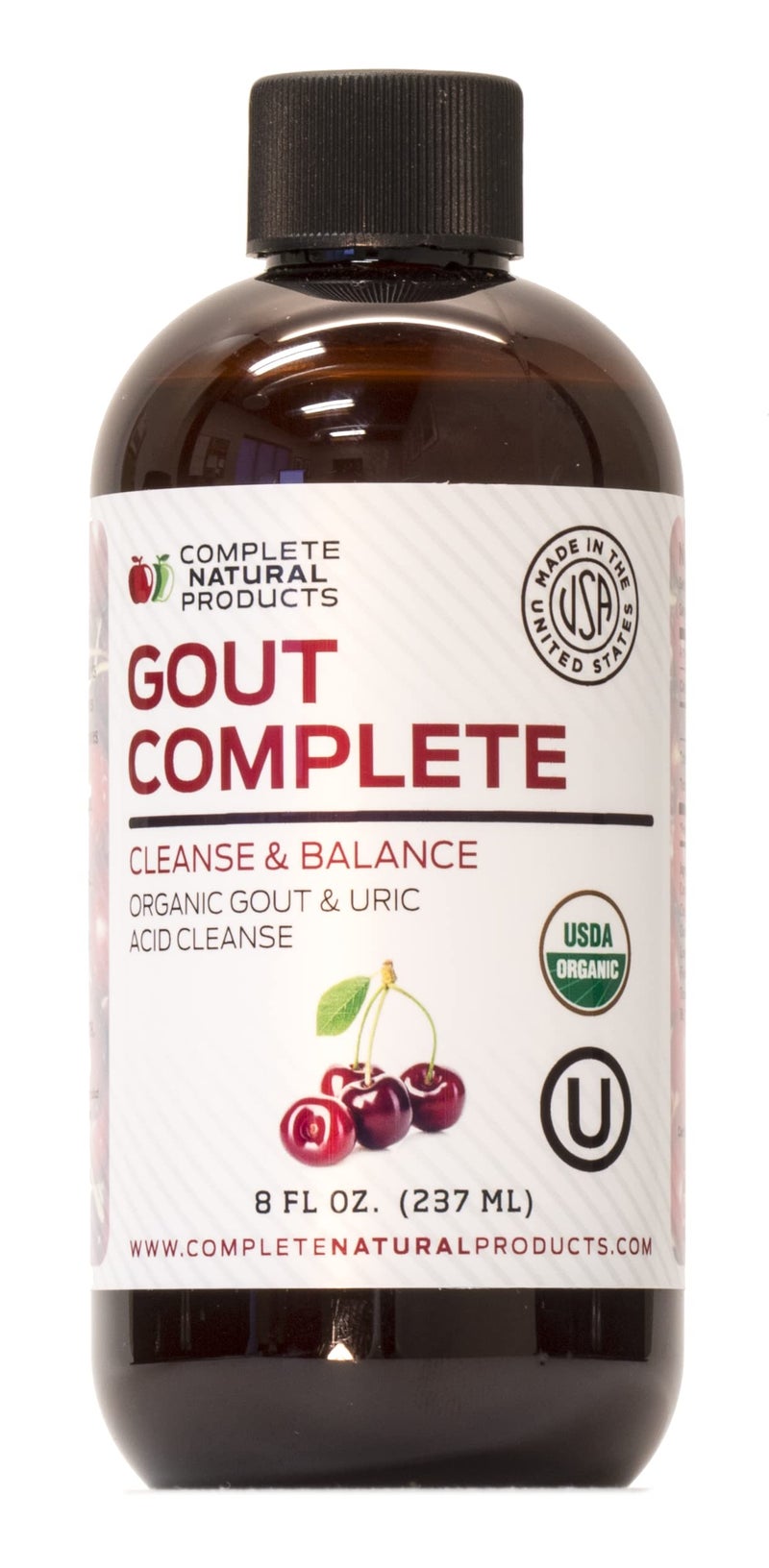  Complete Natural Products Complete Natural Products Uric Acid Complete - 8oz Liquid Supplement to Support Uric Acid Cleanse, Kidney Health & Circulation with Apple Cider Vinegar, Tart Cherry, & Beet Root. - Image 1