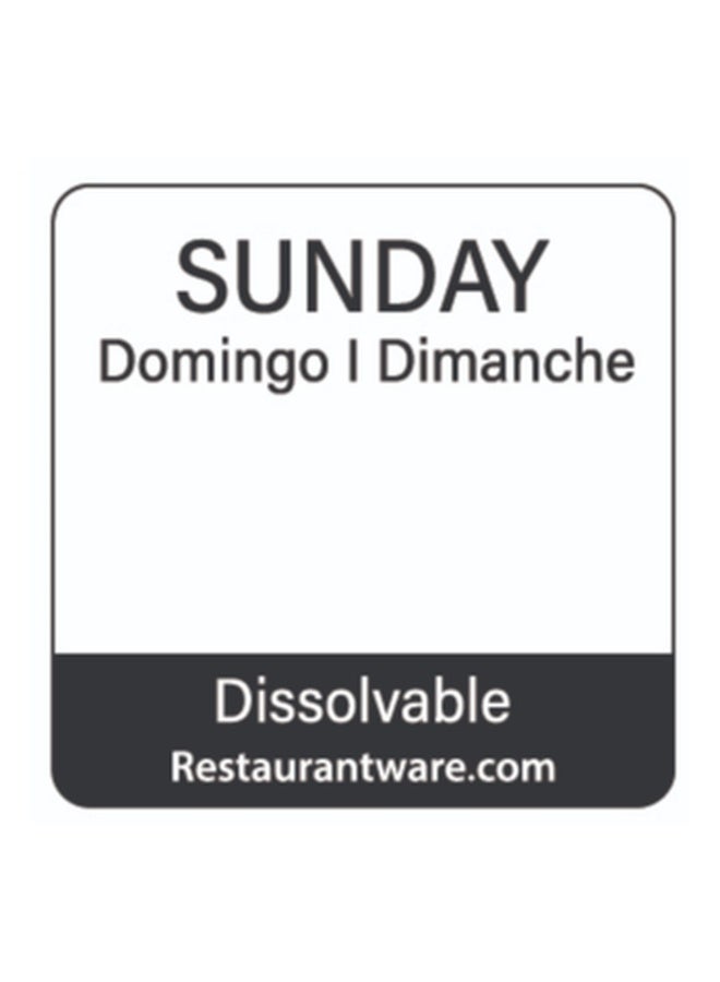 Restaurantware RW Smart 1 Inch 1 Inch Food Rotation Labels, 500 Dissolvable Food Safety Labels - Premium Trilingual, Black Paper Day Of The Week Labels, For Food Storage Or Prep, Sunday  - Image 2