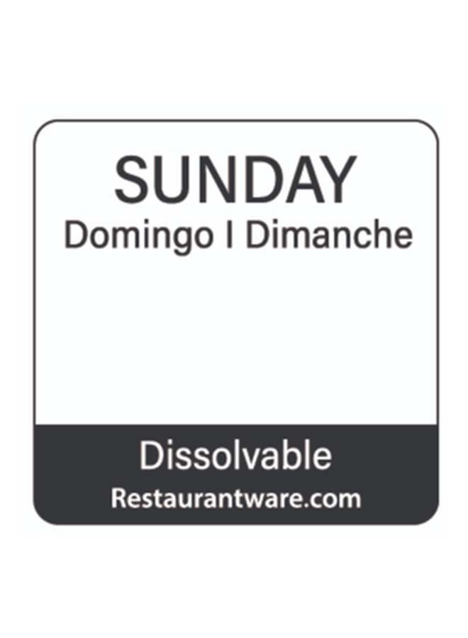 Restaurantware RW Smart 1 Inch 1 Inch Food Rotation Labels, 500 Dissolvable Food Safety Labels - Premium Trilingual, Black Paper Day Of The Week Labels, For Food Storage Or Prep, Sunday  - Image 4