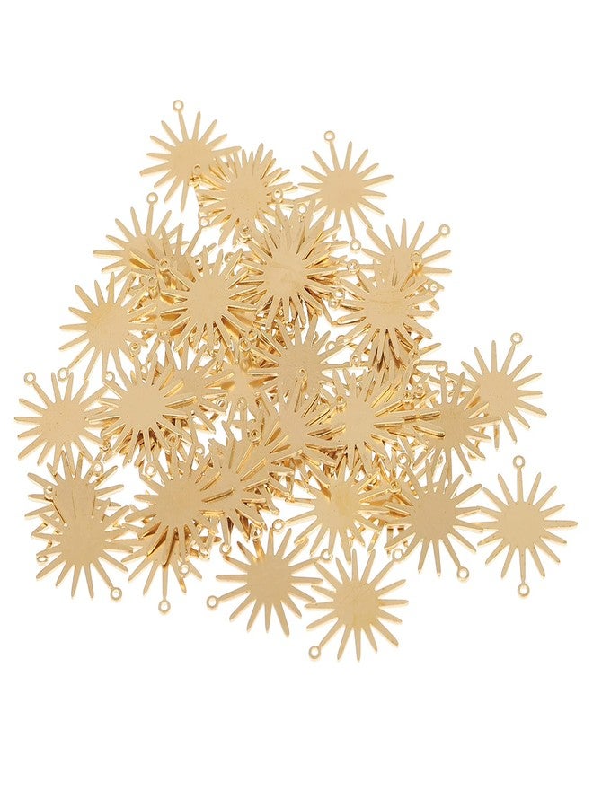 Sewroro 50pcs Sun Charm Connectors Brass Charms Links Connectors Sun Shaped Dangle Earring Pendants for Jewelry Making DIY Bracelet Necklace Golden 1.8X1.3cm - Image 1