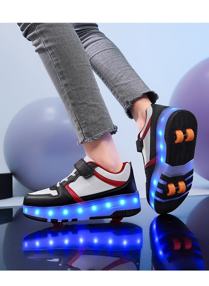 NIBEMINENT Kids Roller Skates Shoes 4 Wheels Roller Shoes Boys Girls Wheel Shoes Roller Sneakers Shoes for Beginner More Balanced  - Image 3