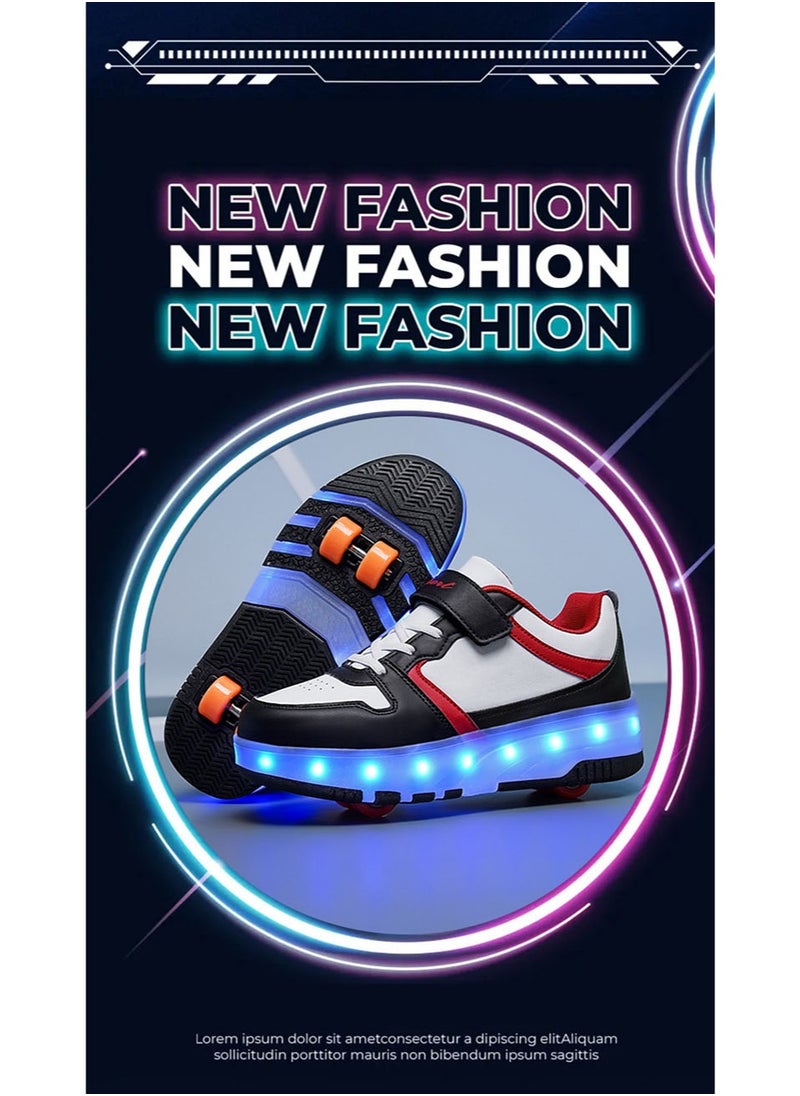 NIBEMINENT Kids Roller Skates Shoes 4 Wheels Roller Shoes Boys Girls Wheel Shoes Roller Sneakers Shoes for Beginner More Balanced  - Image 2