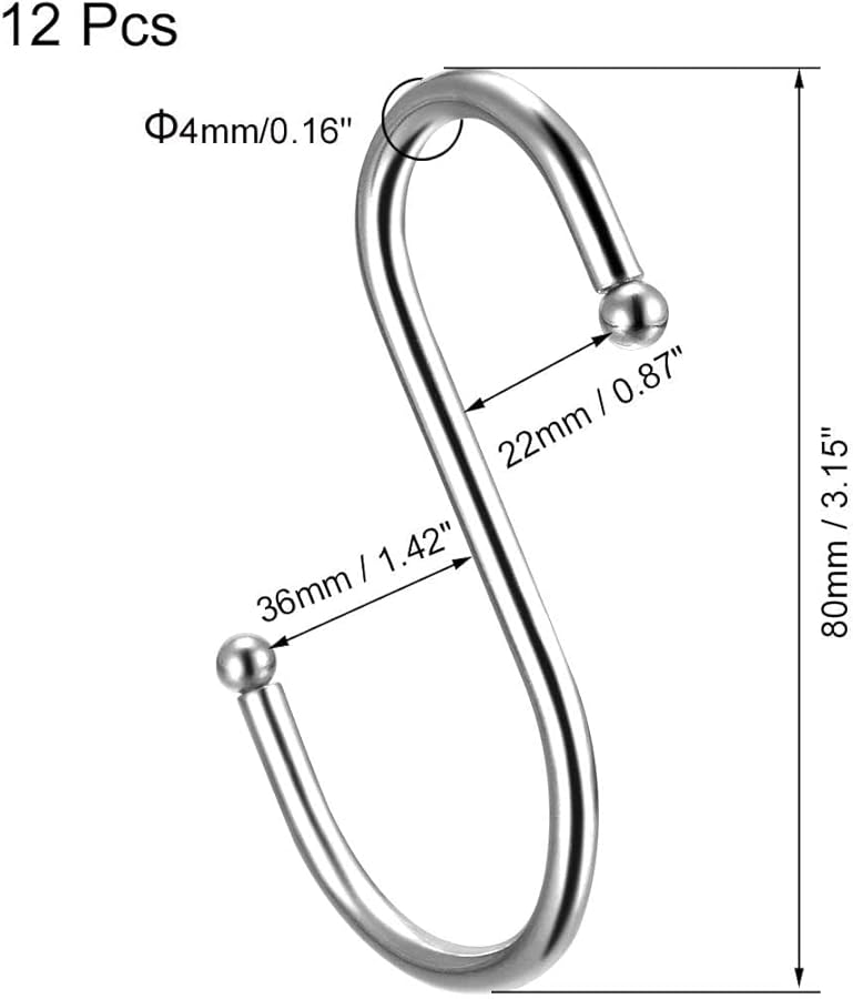 خطافات معدنية S 3 15 بوصة 12 حزمة للمطبخ الحمام غرفة النوم التخزين - Image 3