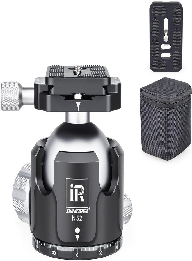 INNOREL Low Profile Tripod Ball Head- N52,Panoramic CNC Metal Camera Tripod Ball Head with Two 1/4" Screw Arca Swiss Quick Release Plates for Tripod,Monopod,DSLR,Camcorder,Max Load 66lbs/30kg(N52) - Image 1