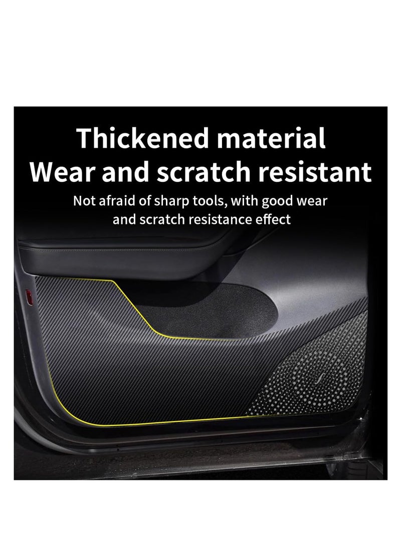 SYOSI Car Door Anti Kick Pad for Tesla Model Y 2020 2021 2022 2023 2024, Door Protector Mat Anti-Dirty Anti-Collision Carbon Fibre Style Leather Stickers Interior Accessories (Set of 4) (Model-Y) - Image 3