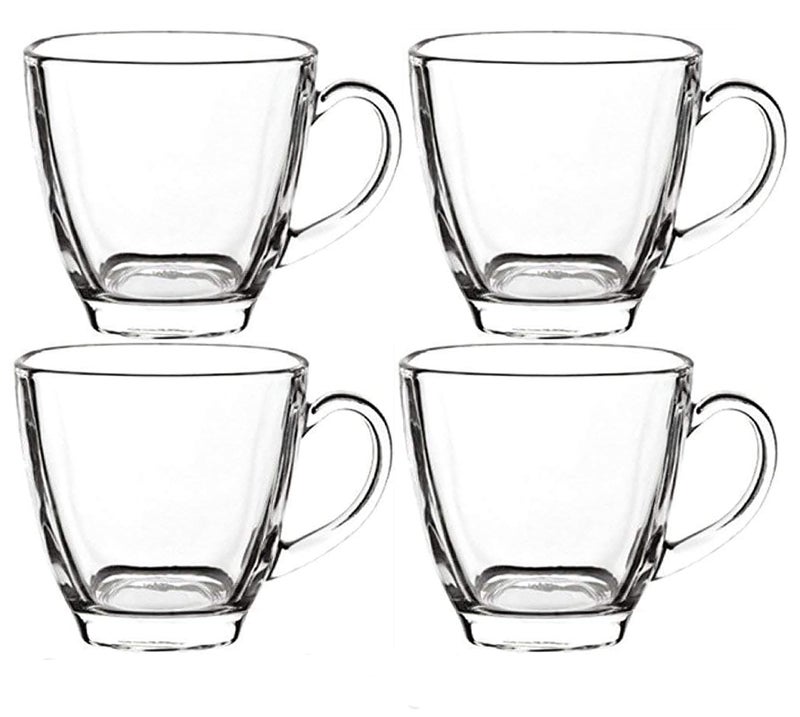 bellemax 175ML Premium Glass Tea and Coffee Cup Glass Mug, Transparent,Glass Cups Set for Milk Cup, Hot/Cold Drinks Cups, Herbal Tea, Green Tea, Lemon Tea Cup Set of (4) - Image 1