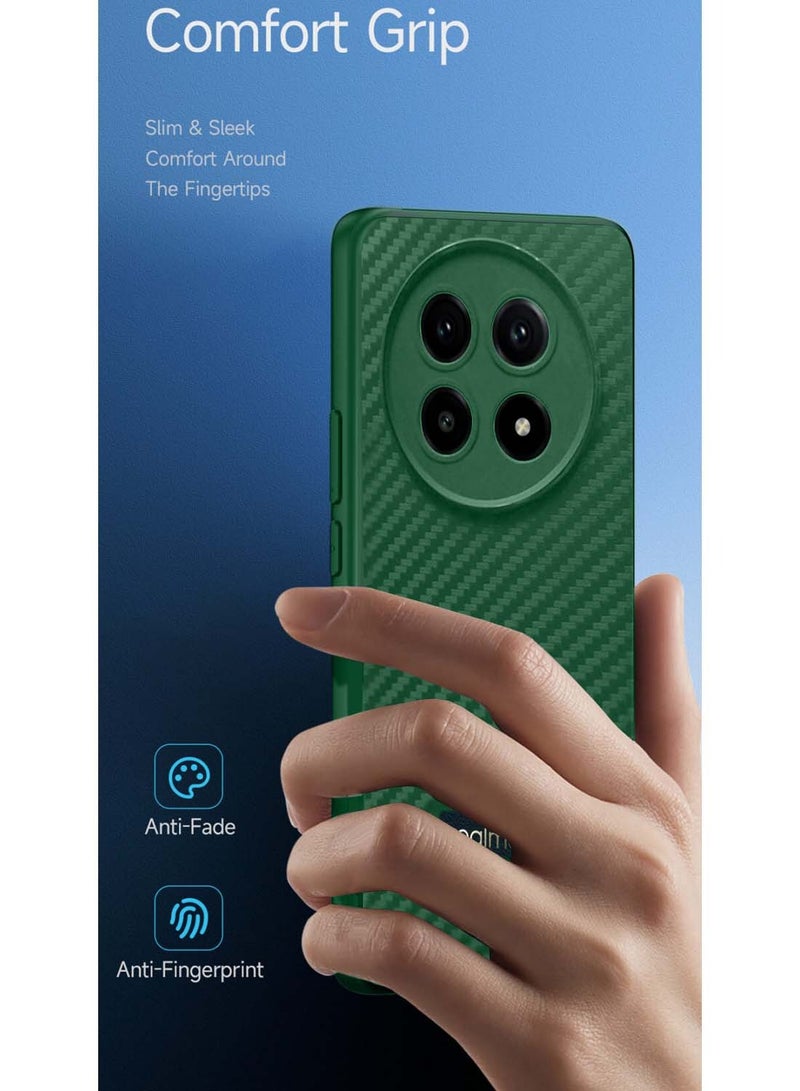 Wtech Realme 13 Pro / Realme 13 Pro+ / Realme 13 Pro Plus 5G 2024 liquid Silicone Carbon Fiber Texture Case Cover - Dark Green - Image 2