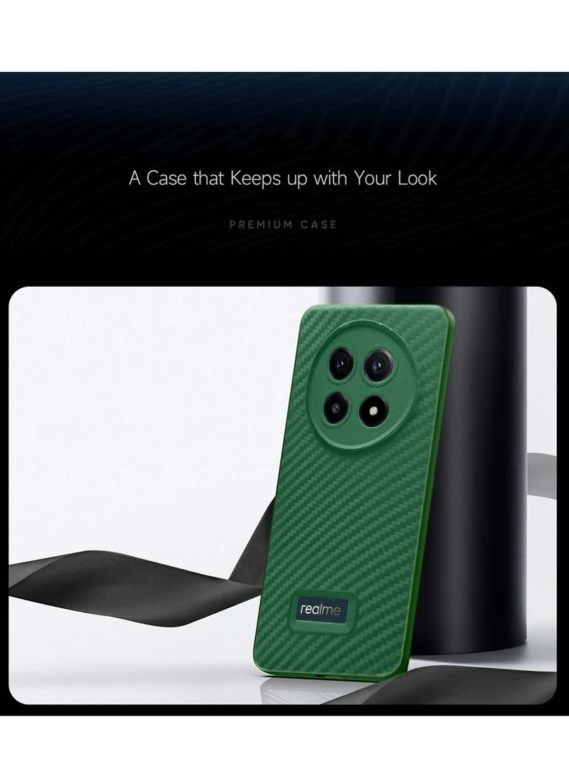 Wtech Realme 13 Pro / Realme 13 Pro+ / Realme 13 Pro Plus 5G 2024 liquid Silicone Carbon Fiber Texture Case Cover - Dark Green - Image 3