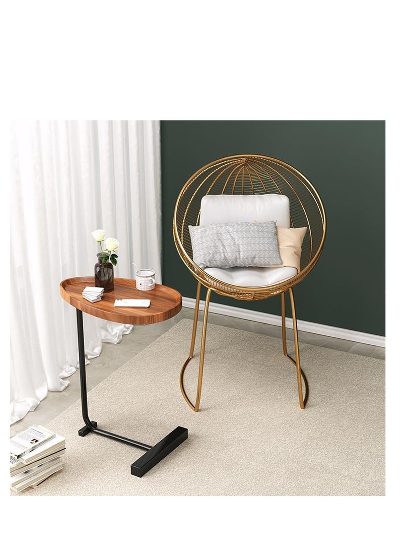 Y&D Small Side Table,23inch C Shaped End Table for Sofa and Bed, TV Tray Table with Metal Frame for Couch, Living Room, Bedroom - Image 2