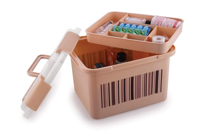 aaKaR Big Storage Medical First Aid Box Multi Purpose Box Multi Utility Storage Medicine Dispenser with Handle Beige Rectangular plastic - Image 3