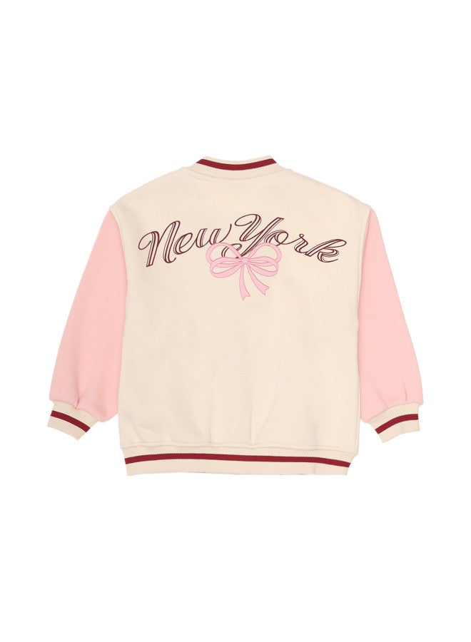Zara kids' Fashion Casual Color-block Print Baseball Jacket With Light Fleece Lining & Snap Button Closure - Image 3