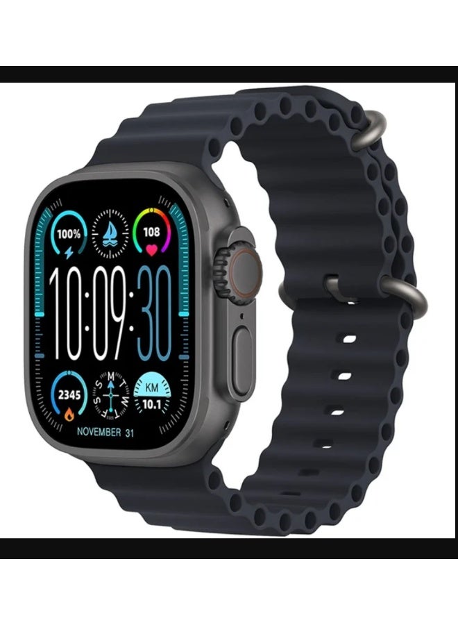 KW23 Ultra 3 3in1 Multi Function Smartwatch with Ocean Band Strap, Black, Fitness Tracker, Heart Rate Monitor, Steps Counter | WIDGETS MATRIX - Image 2