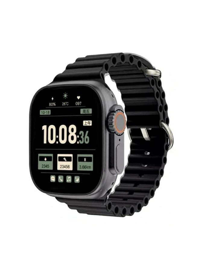 KW23 Ultra 3 3in1 Multi Function Smartwatch with Ocean Band Strap, Black, Fitness Tracker, Heart Rate Monitor, Steps Counter | WIDGETS MATRIX - Image 1
