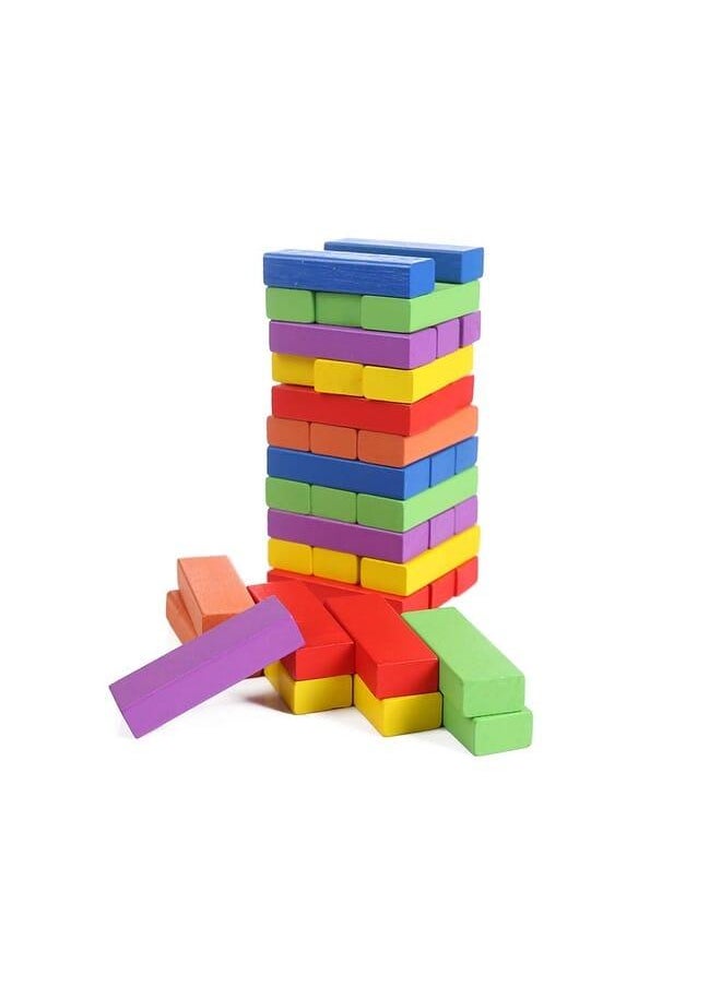 Generic Brandon-super Wood Brandon-Super Lotus Building Blocks Set Of 54 Pieces For Kids - Multi Color 