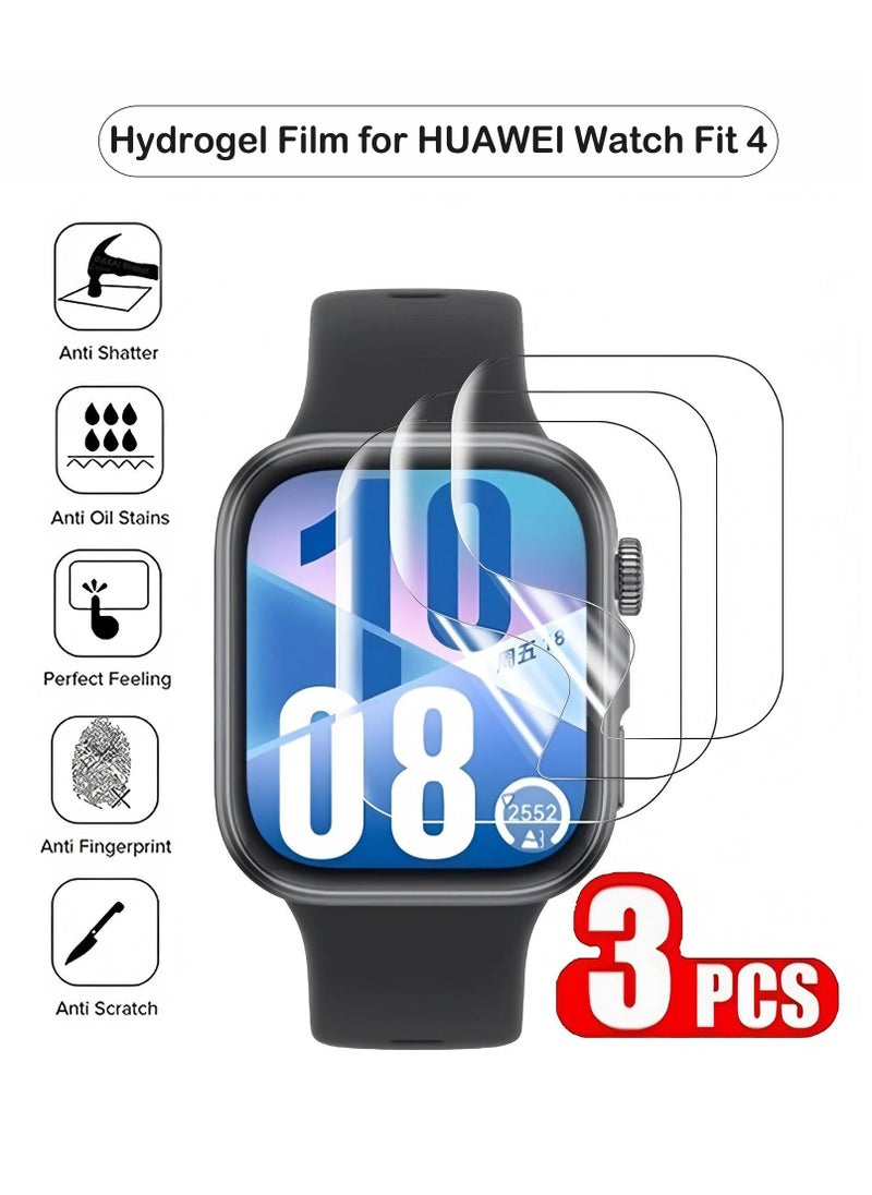 Youque 3PCS Screen Protector for HUAWEI Watch Fit 4 Smartwatch, Hydrogel Film TPU [Clear HD] [Anti-Oil] [Anti-Bubble] Soft Protective Film (Not Tempered Glass)  - Image 1