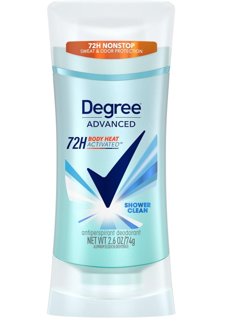 Degree Advanced Antiperspirant & Deodorant Shower Clean 72-Hour Sweat & Odor Protection Antiperspirant For Women with MotionSense Technology 74 gm - Image 1