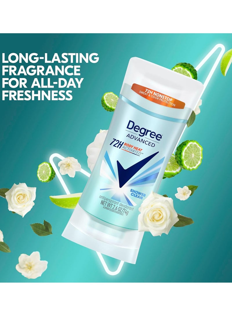Degree Advanced Antiperspirant & Deodorant Shower Clean 72-Hour Sweat & Odor Protection Antiperspirant For Women with MotionSense Technology 74 gm - Image 3