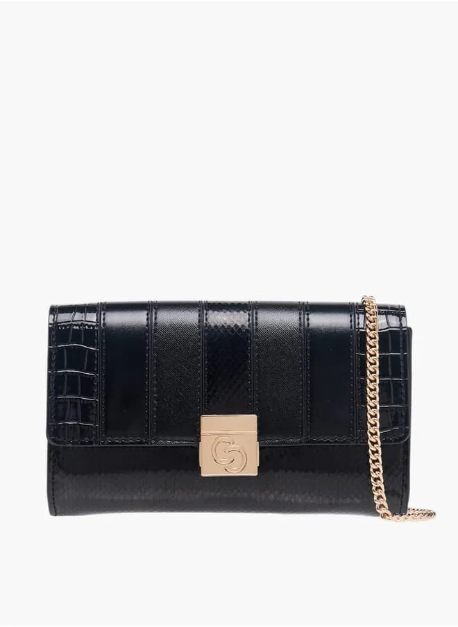 سيليست Women Textured Crossbody Bag with Button Closure and Chain Strap