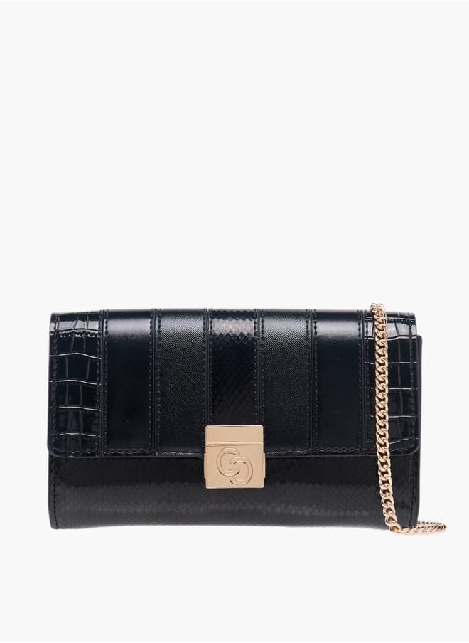 Celeste Women Textured Crossbody Bag with Button Closure and Chain Strap  - Image 1
