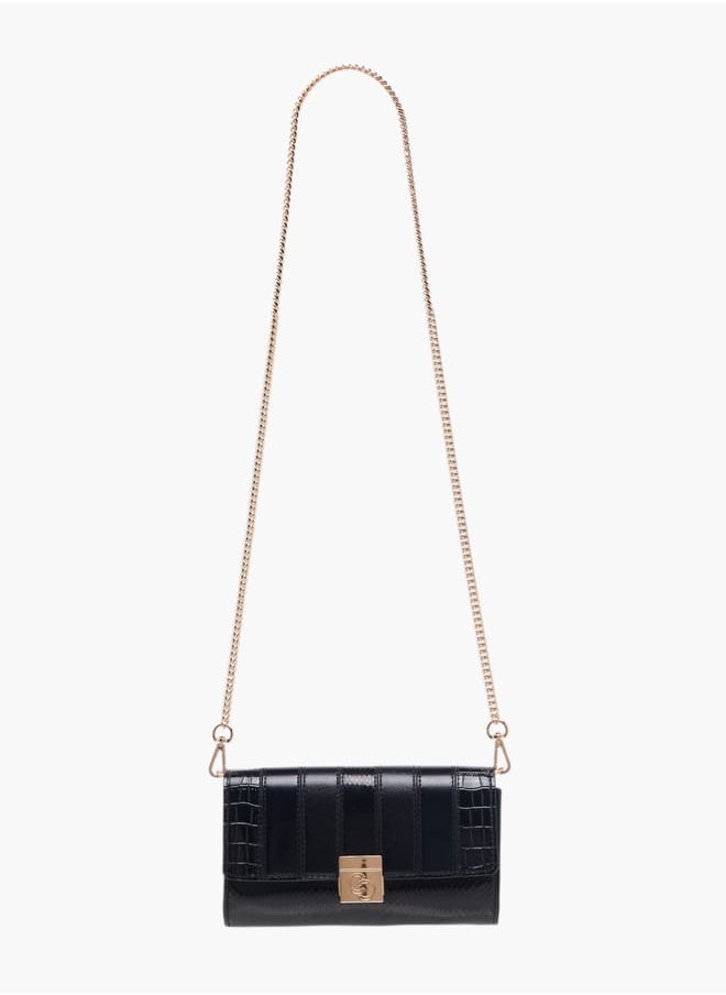 Celeste Women Textured Crossbody Bag with Button Closure and Chain Strap  - Image 2