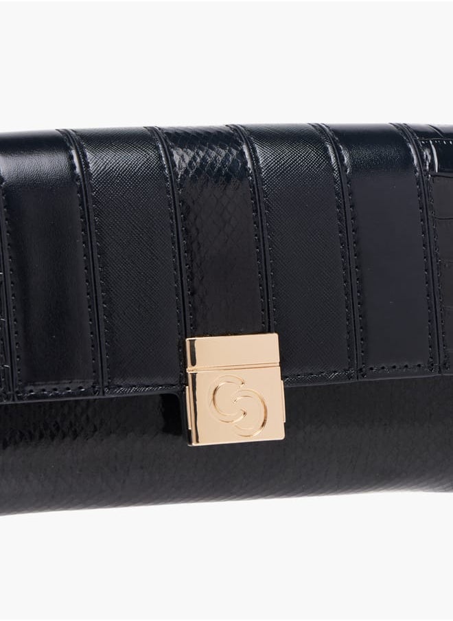 Celeste Women Textured Crossbody Bag with Button Closure and Chain Strap  - Image 4