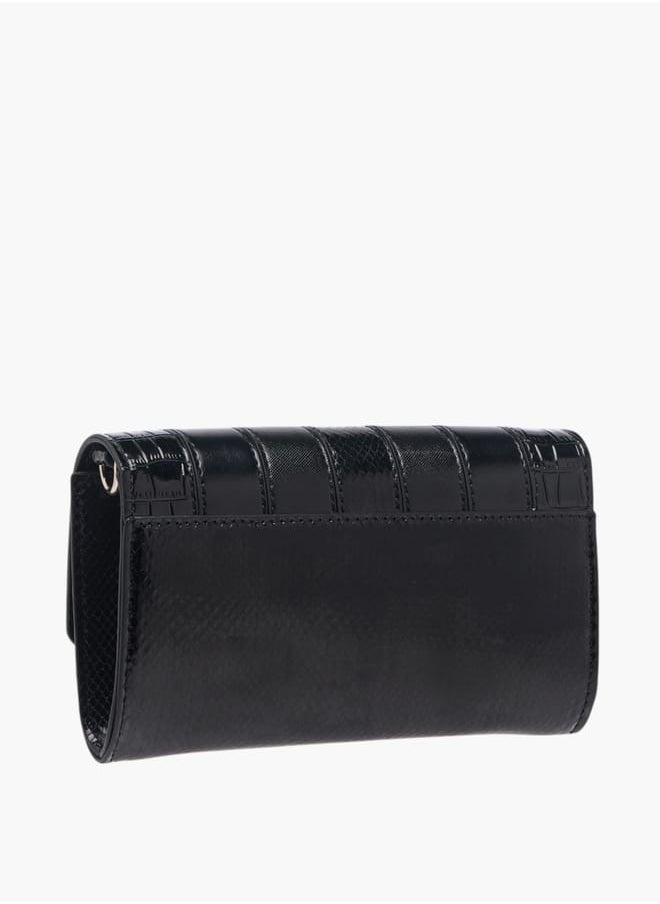 Celeste Women Textured Crossbody Bag with Button Closure and Chain Strap  - Image 3