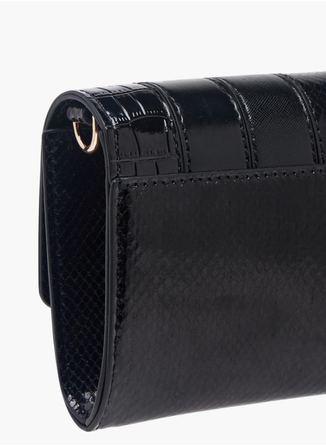 Celeste Women Textured Crossbody Bag with Button Closure and Chain Strap  - Image 5