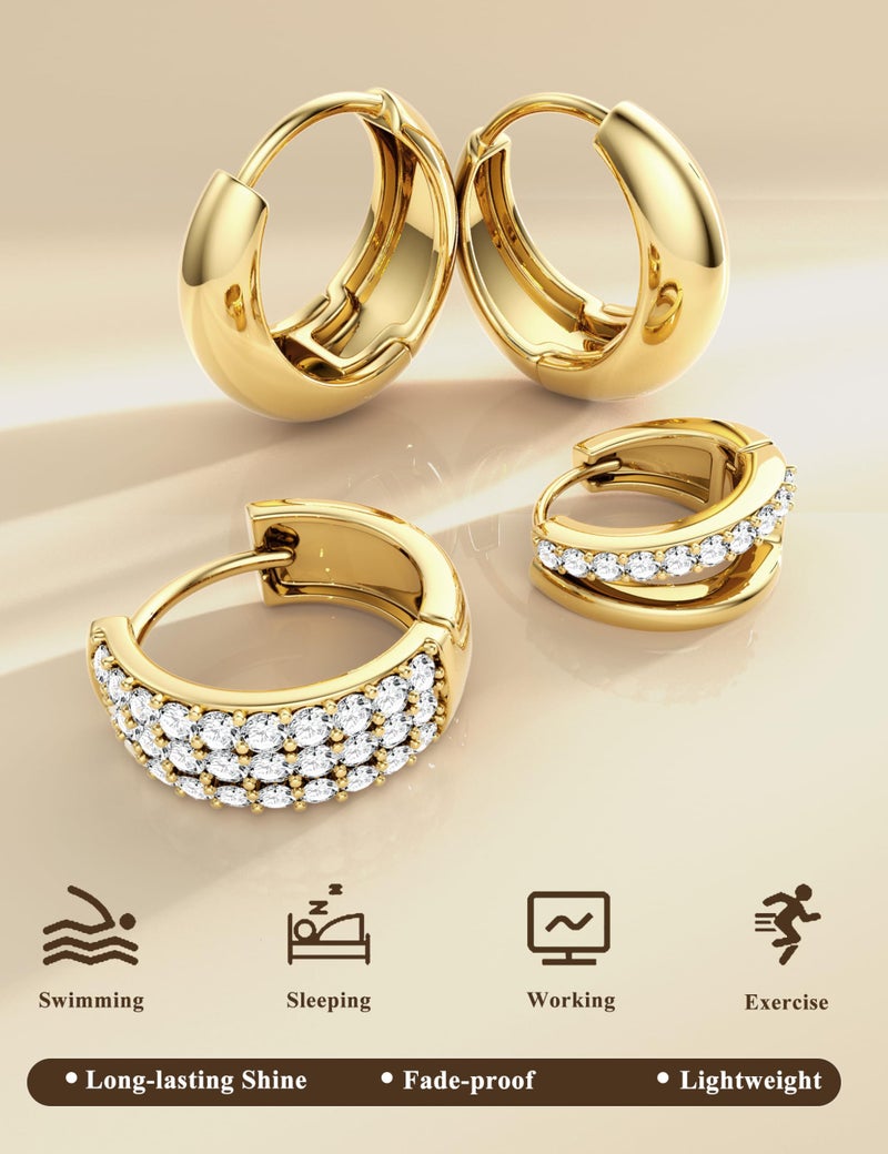 YADOCA Small Gold Hoop Earrings for Women - Hypoallergenic Chunky Gold Silver Hoops Earring Stacks Small 14K Gold Filled Huggie Earrings Set for Multiple Piercing 8/10/12M - Image 3