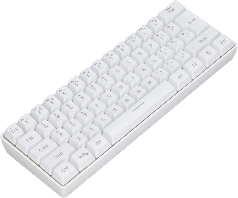 Gaming Keyboard 60 Percent, Small Gaming Keyboard 3 Mode Keyboard Silent 61 Keys 2.4G Teclado Wireless Wired RGB Backlight Keyboard for Laptop Phone Tablet (White) - Image 1