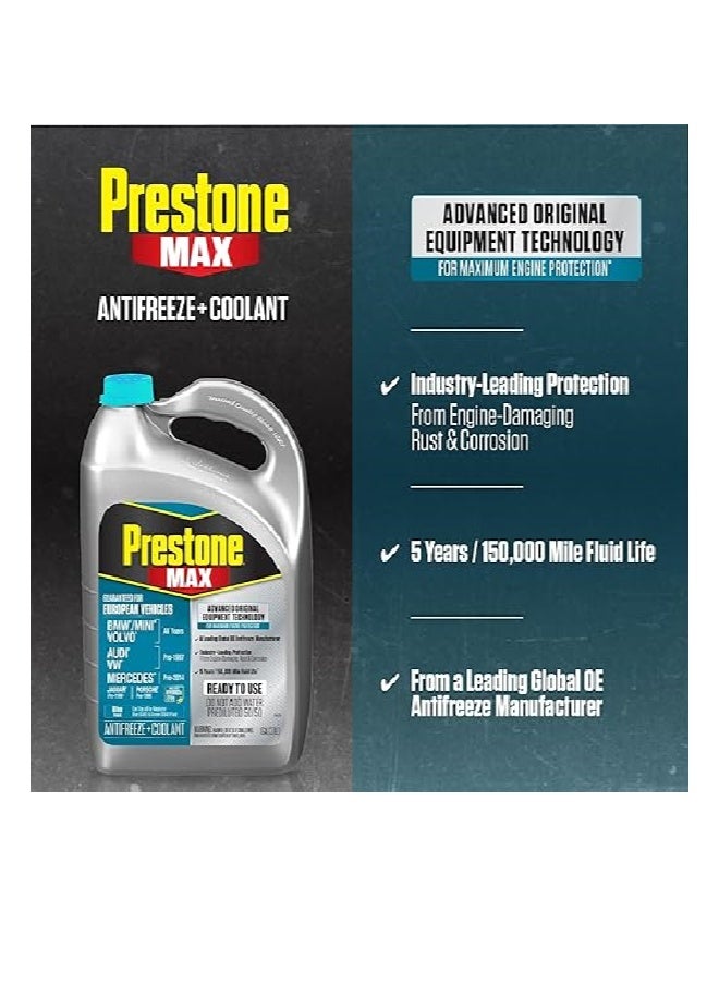 Prestone Max Coolant for European Vehicles – Compatible with BMW, Mercedes, Volvo, Audi, VW & Jaguar – Ready to Use, 5 Years / 150,000 Miles Protection  – Original Made in USA - Image 5