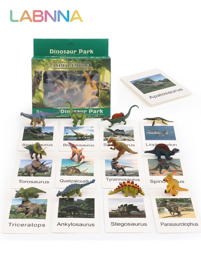 LABNNA 12PCS Realistic Dinosaur Figures with 12 Cards, Early Educational Toy for Kids, Fun Animal Model Toys, Parent-child Interactive Toy, Easy to Organize and Carry, Ideal Gift for Kids Aged 3+ - Image 1