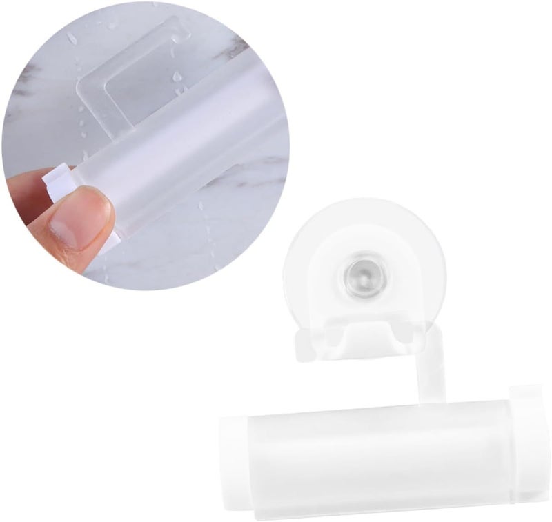 White Ergonomic Toothpaste Squeezer Roller With Suction Cups Bathroom Dispenser - Image 1