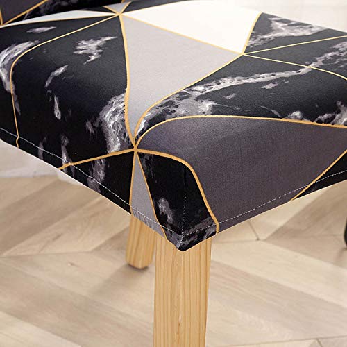 House of Quirk Polyester Elastic Stretch Removable Washable Flowered Short Dining Chair Cover (Black Prism) - 6 Pieces - Image 3